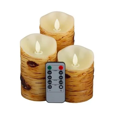 LED Kerzen 3 Stück - Batteriekerzen, Stumpenkerzen Batteriebetrieben mit Fernbedienung und Timer